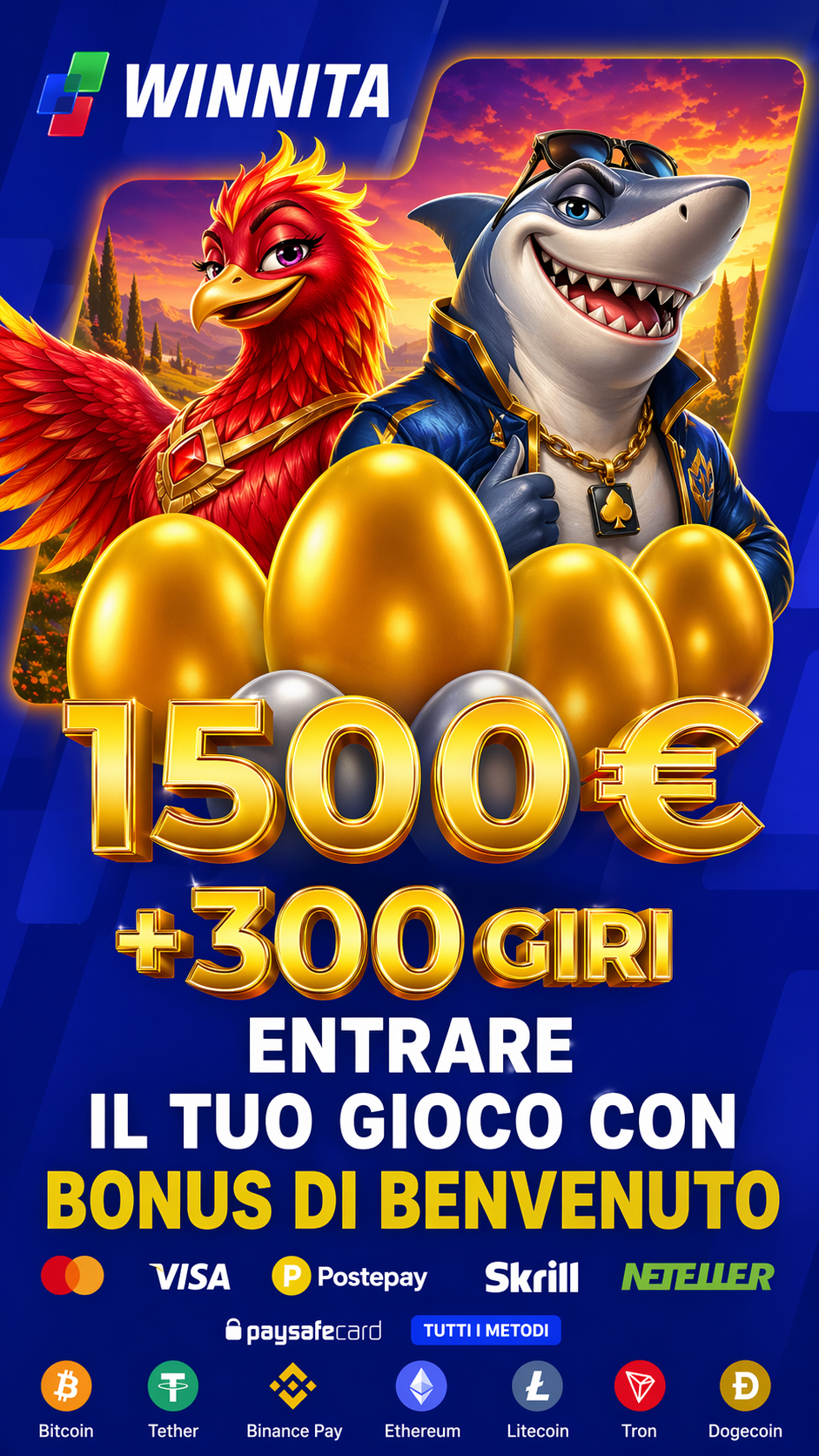 Interfaccia mobile di Winnita Casino mostrata in uno smartphone mockup