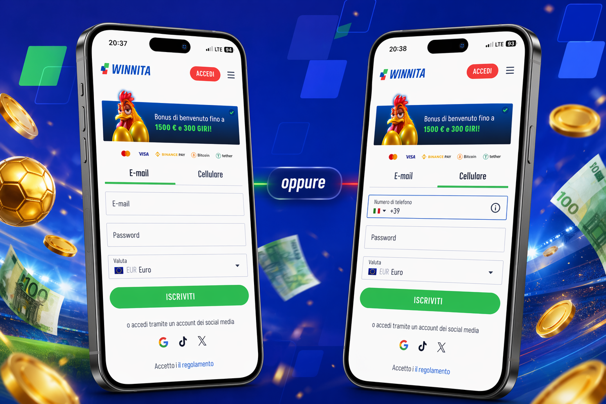 Metodi di registrazione Winnita con scelta del percorso di accesso